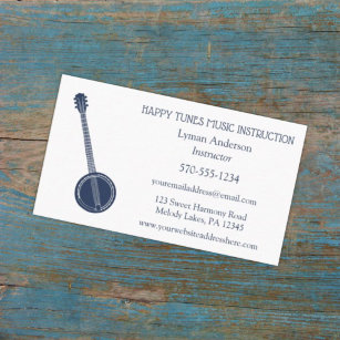 Banjo Instructor Teacher Bluegrass Musician Custom Business Card