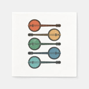 Banjo Instrument Country Music Acoustic Blue Gift Napkin