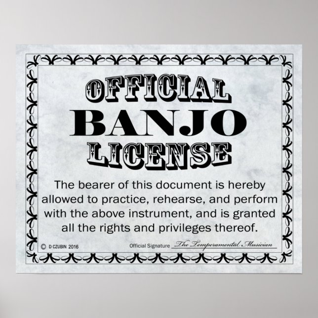 Banjo License Poster (Front)