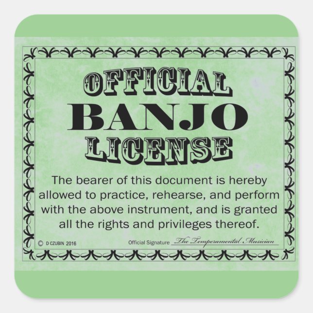 Banjo License Square Sticker (Front)