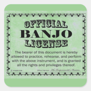 Banjo License Square Sticker