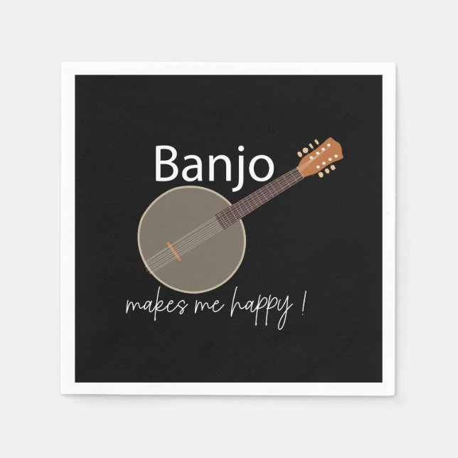 Banjo Makes Me Happy Musical Party Napkin (Front)