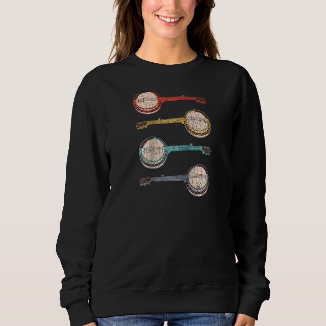 Banjo Multi Colour Banjo Vintage Retro  Raglan Sweatshirt (Front)
