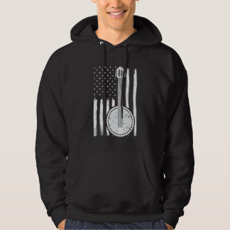 Banjo Music American Flag Banjo Guitar Hoodie