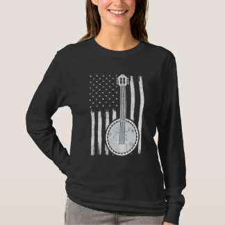 Banjo Music American Flag Banjo Guitar T-Shirt