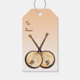 Banjo Music Instruments Pack of Gift Tags