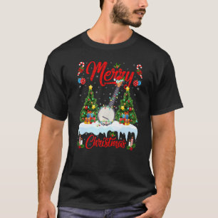 Banjo Music  Lights Xmas Tree Santa Banjo Christma T-Shirt