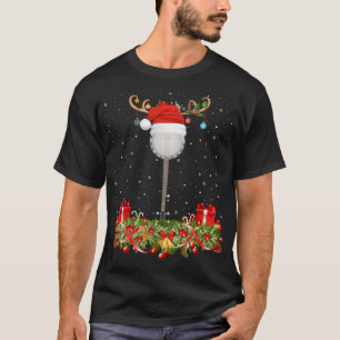 Banjo Music Lover Xmas Gift Santa Hat Banjo Christ T-Shirt
