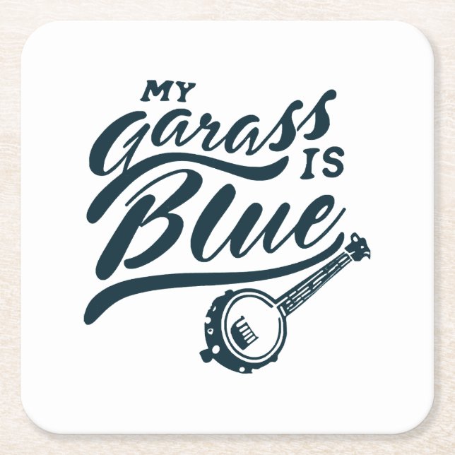 Banjo My Glass is Blue Square Paper Coaster (Front)