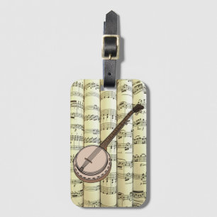 Banjo On Rolled Sheet Music ~  Luggage Tag