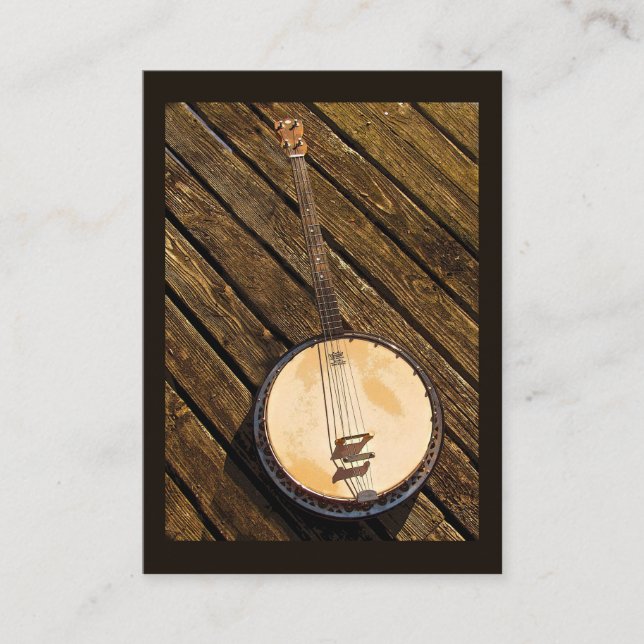 Banjo on Wood Music Instrument  ATC Business Card (Front)
