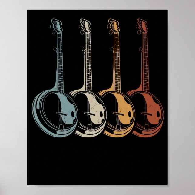 Banjo Player Folk Country Music Retro Banjos Poster (Front)