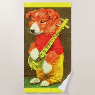 Banjo puppy beach towel
