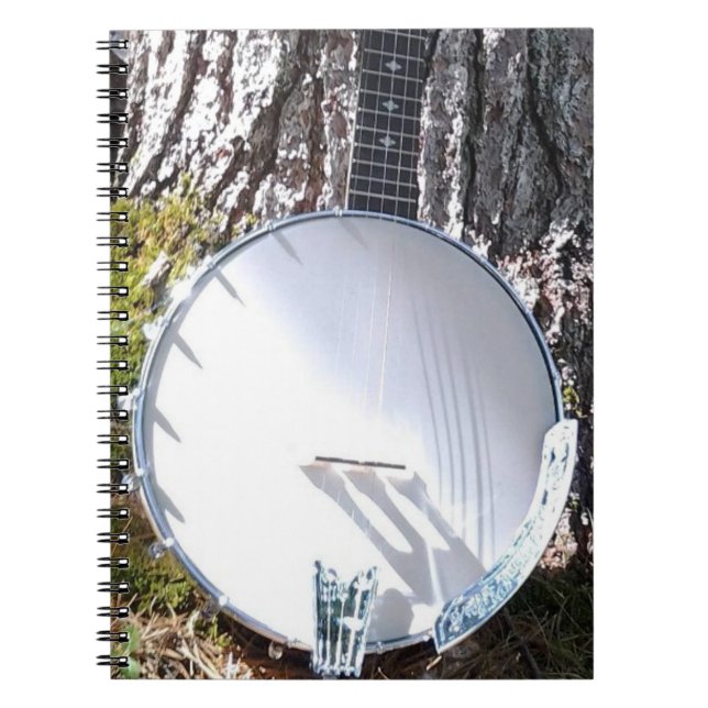 Banjo Resting Against a Tree Spiral Notebook (Front)