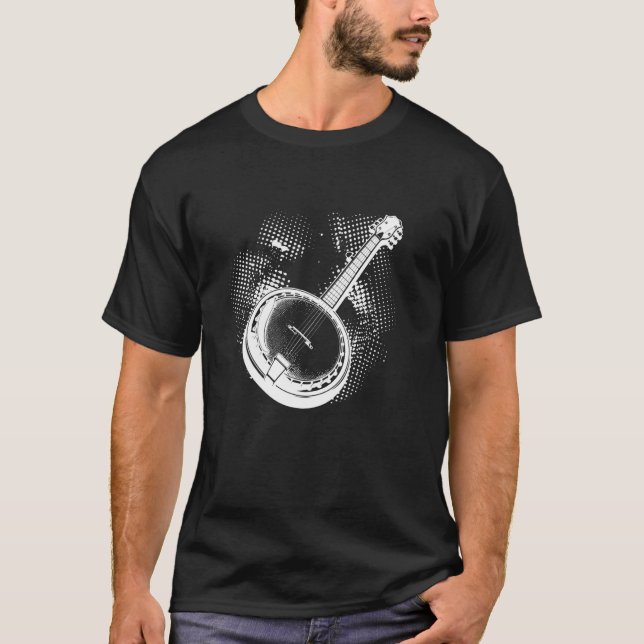 Banjo Sketch Stringed Instrument T-Shirt (Front)