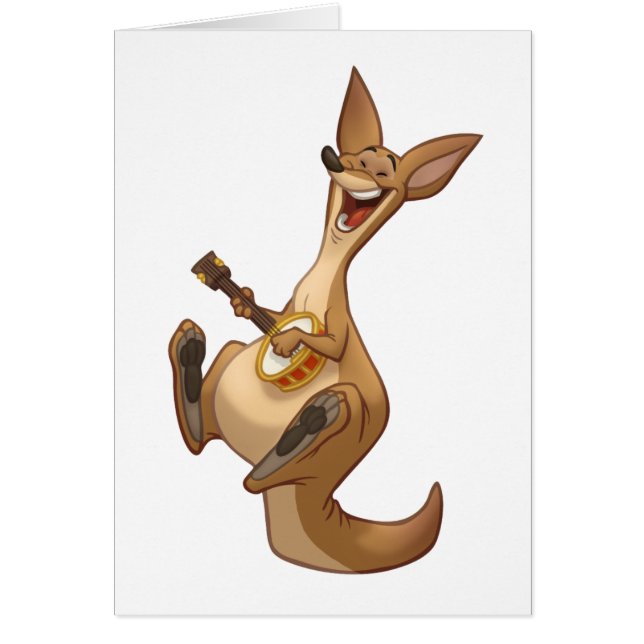 Banjo-Strummin’ Kangaroo Card (Blank Inside) (Front)
