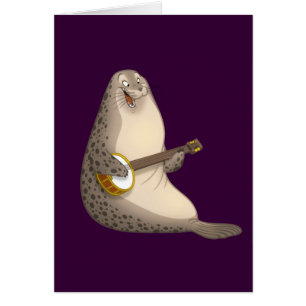 Banjo Strummin' Seal Card (Blank Inside)