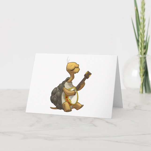 Banjo-Strummin’ Tortoise Card (Blank Inside) (Front)