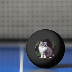 Banjo The Fluffy Grey And White Persian Cat,  Ping Pong Ball