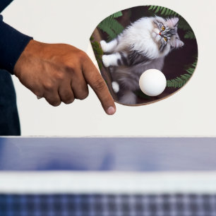 Banjo The Fluffy Grey And White Persian Cat,  Ping Pong Paddle