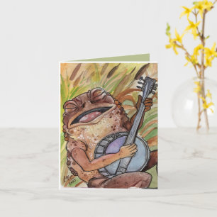 Banjo Toad Watercolor cottagecore painting Card