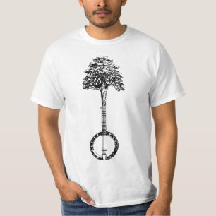 Banjo Tree Minimalist Vintage Nature & Music Graph T-Shirt