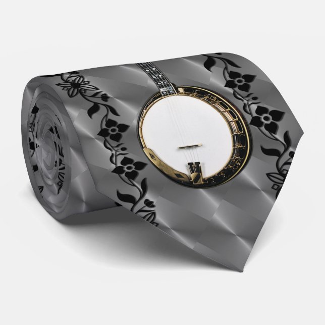 BANJO--VINE ON GRAY TIE (Rolled)