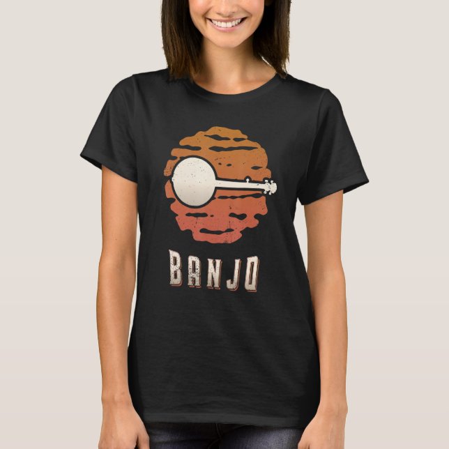 Banjo Vintage Retro Classic Sunset Music T-Shirt (Front)