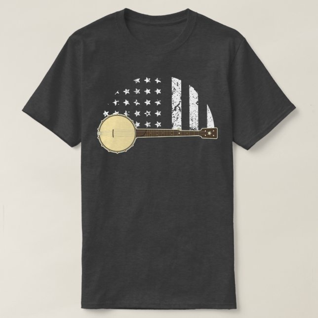 Banjo with American Flag T-Shirt (Design Front)