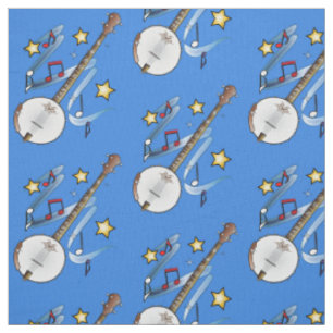 Banjo with Notes and Stars Fabric