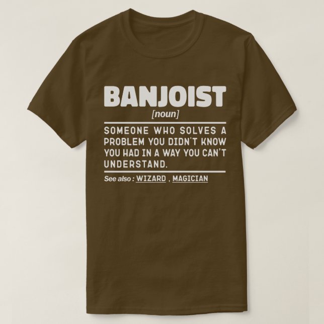 Banjoist Noun Definition Cool Jazz Lover Sarcastic T-Shirt (Design Front)