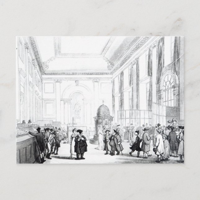 Bank of England, Great Hall, from Ackermann's Postcard (Front)