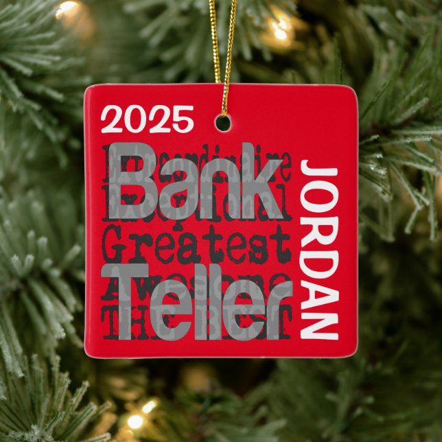 Bank Teller Extraordinaire CUSTOM Ceramic Ornament (Tree)