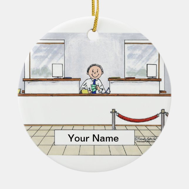 Bank Teller - Male Ceramic Tree Decoration (Front)
