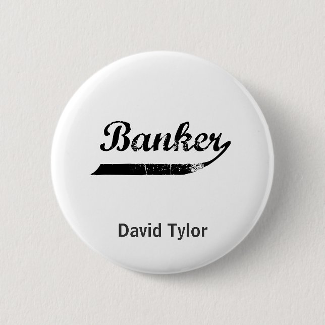Banker typography 6 cm round badge (Front)