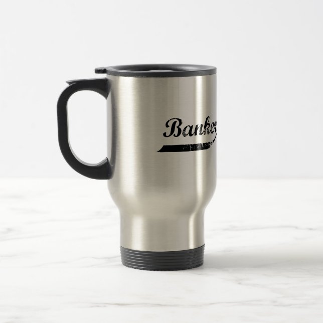 Banker typography travel mug (Left)
