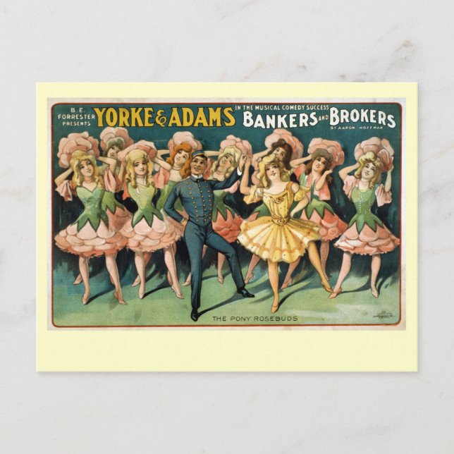 Bankers and Brokers Vintage Theatre Poster Postcard (Front)
