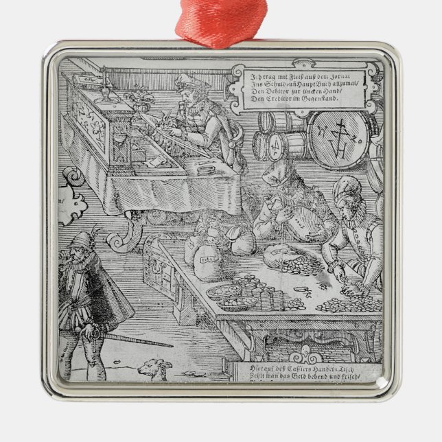 Banking Scene Metal Tree Decoration (Front)