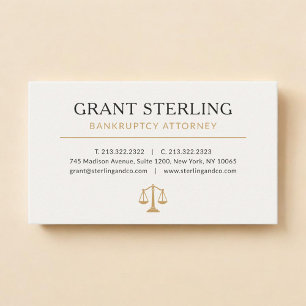 Bankruptcy Attorney Neutral Beige Gold Business Card
