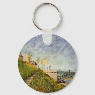 Banks of Seine, Pont de Clichy by Vincent van Gogh Key Ring