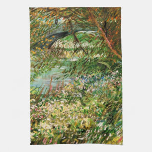 Banks of Seine, Pont de Clichy by Vincent van Gogh Tea Towel