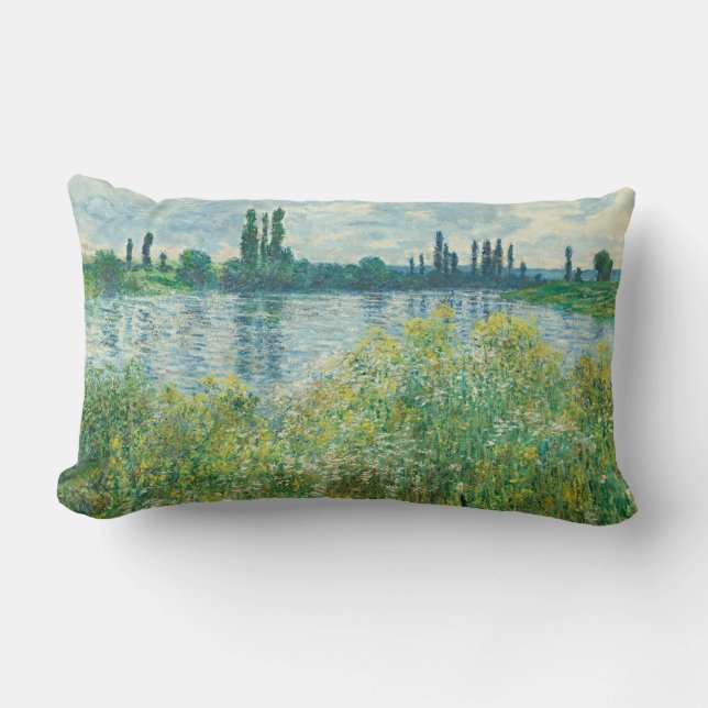 Banks of the Seine River by Monet Lumbar Cushion (Front)