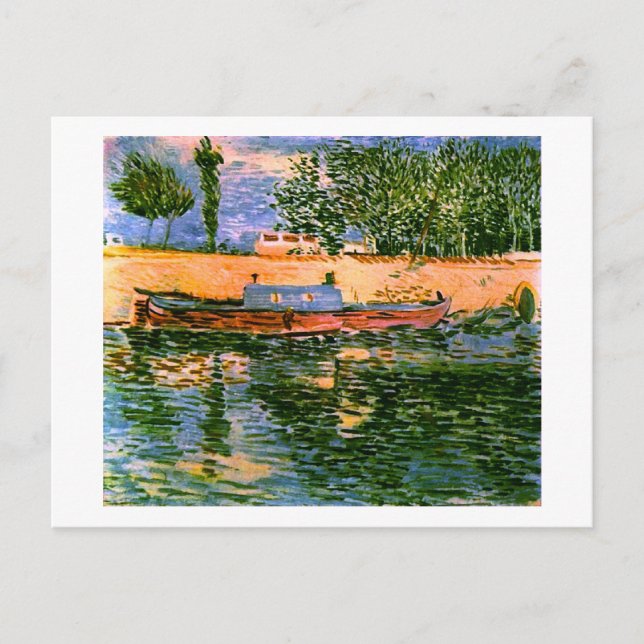 Banks of the Seine with Boats Van Gogh Fine Art Postcard (Front)
