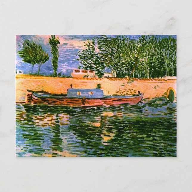 Banks of the Seine with Boats Van Gogh Fine Art Postcard (Front)