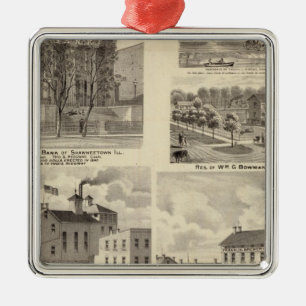 Banks, residences and breweries in Shawneetown Metal Tree Decoration