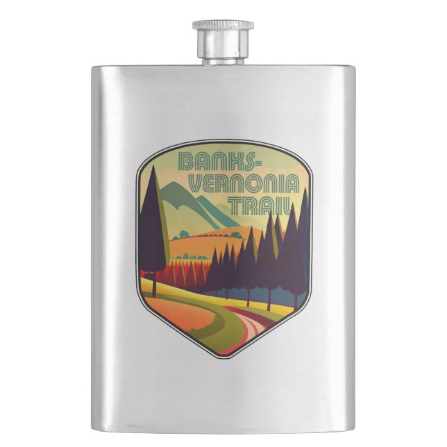 Banks-Vernonia Trail Oregon Colours Hip Flask (Front)