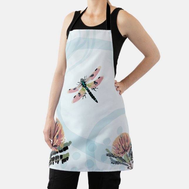 Banksia Flower Dragonfly Art Apron (Insitu)