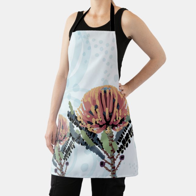 Banksia Flower Dragonfly Art Apron (Insitu)
