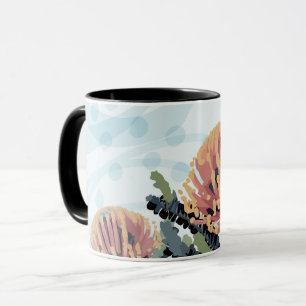 Banksia Flower Dragonfly Art Mug