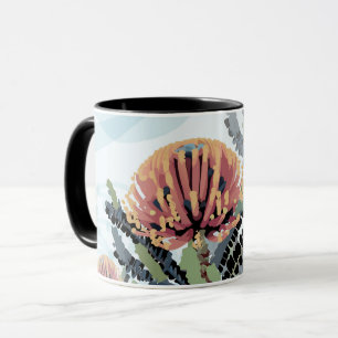 Banksia Flower Dragonfly Art Mug